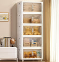 Storage Bins with Lid 76QT, Stackable Storage Containers with Wheels and Magnetic Doors, Plastic