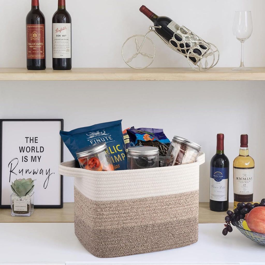OIAHOMY Storage Basket, Woven Baskets for Storage, Cotton Rope Basket for toys,Towel Baskets for