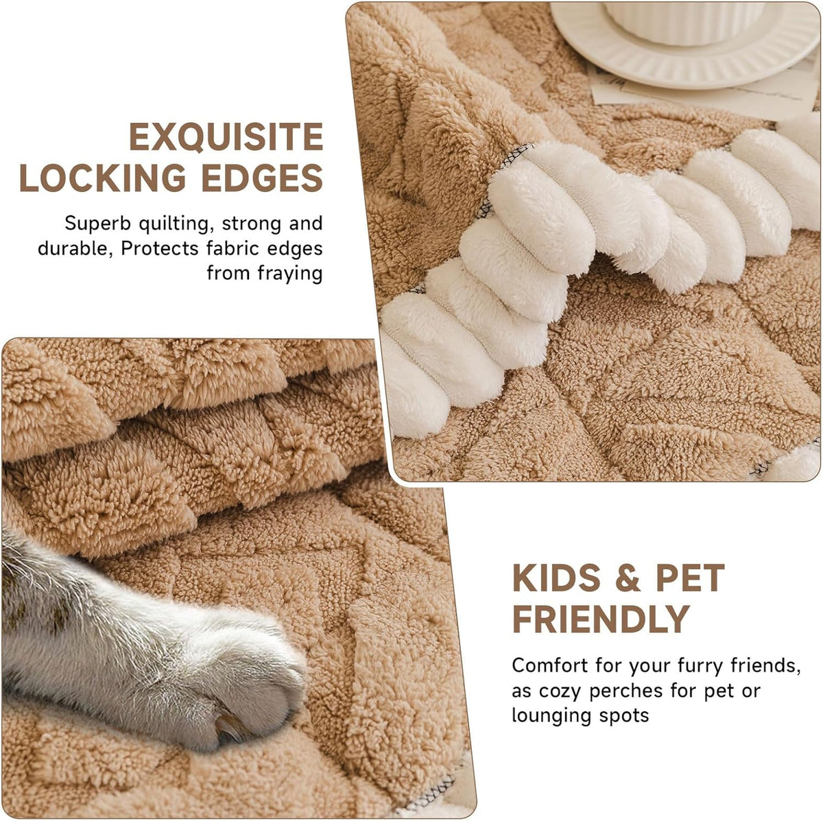 OTOB Plush Couch Cover for Dogs Washable, Non Slip Fuzzy Soft Armrest Backrest Sofa Slipcovers