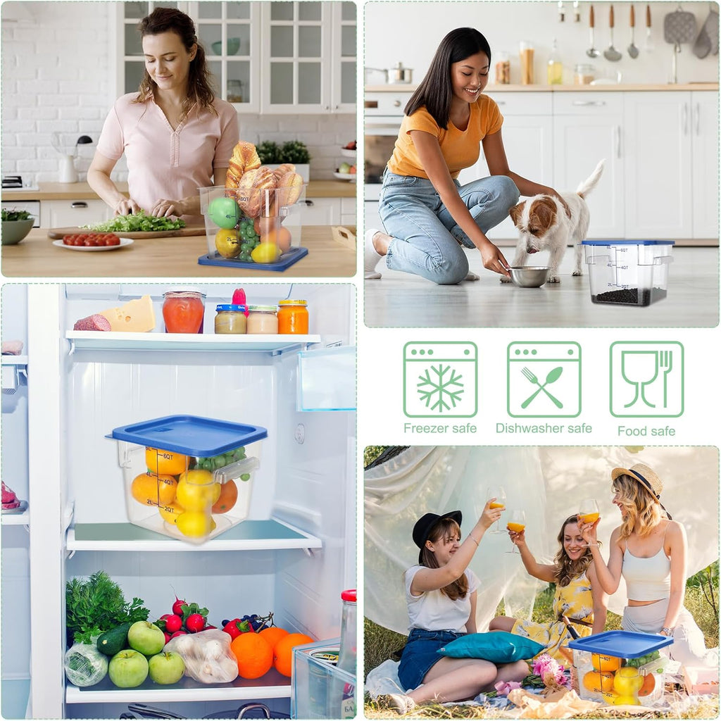 Lallisa 8 Pack 6 Qt Commercial Food Storage Containers with Lids Square Food Storage Container