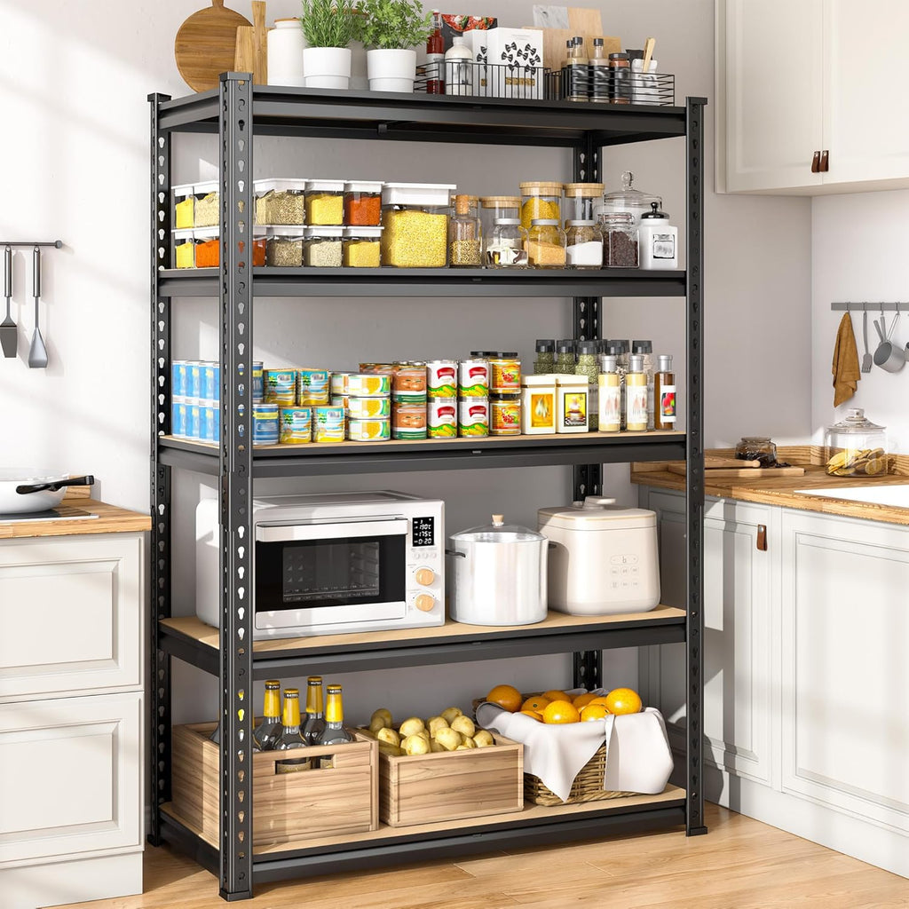 5-Tier Storage Shelves, 1980LBS Adjustable Pantry Shelves, Metal Shelving Unit for Kitchen, Pantry