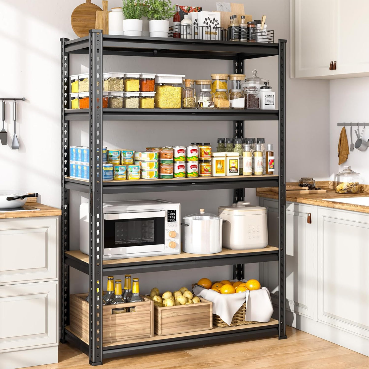 1980LBS Storage Shelves, 5-Tier Adjustable Pantry Shelves, Metal Shelving Unit for Kitchen, Pantry