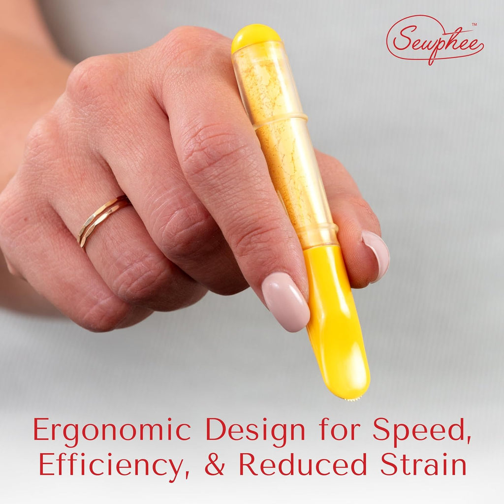 Fabric Markers for Sewing ??Ergonomic Tailors Chalk Pen with Improved Dosing Wheel for Sharp Lines