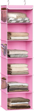 Simple Houseware 6 Shelf Hanging Closet Organizer, Pink