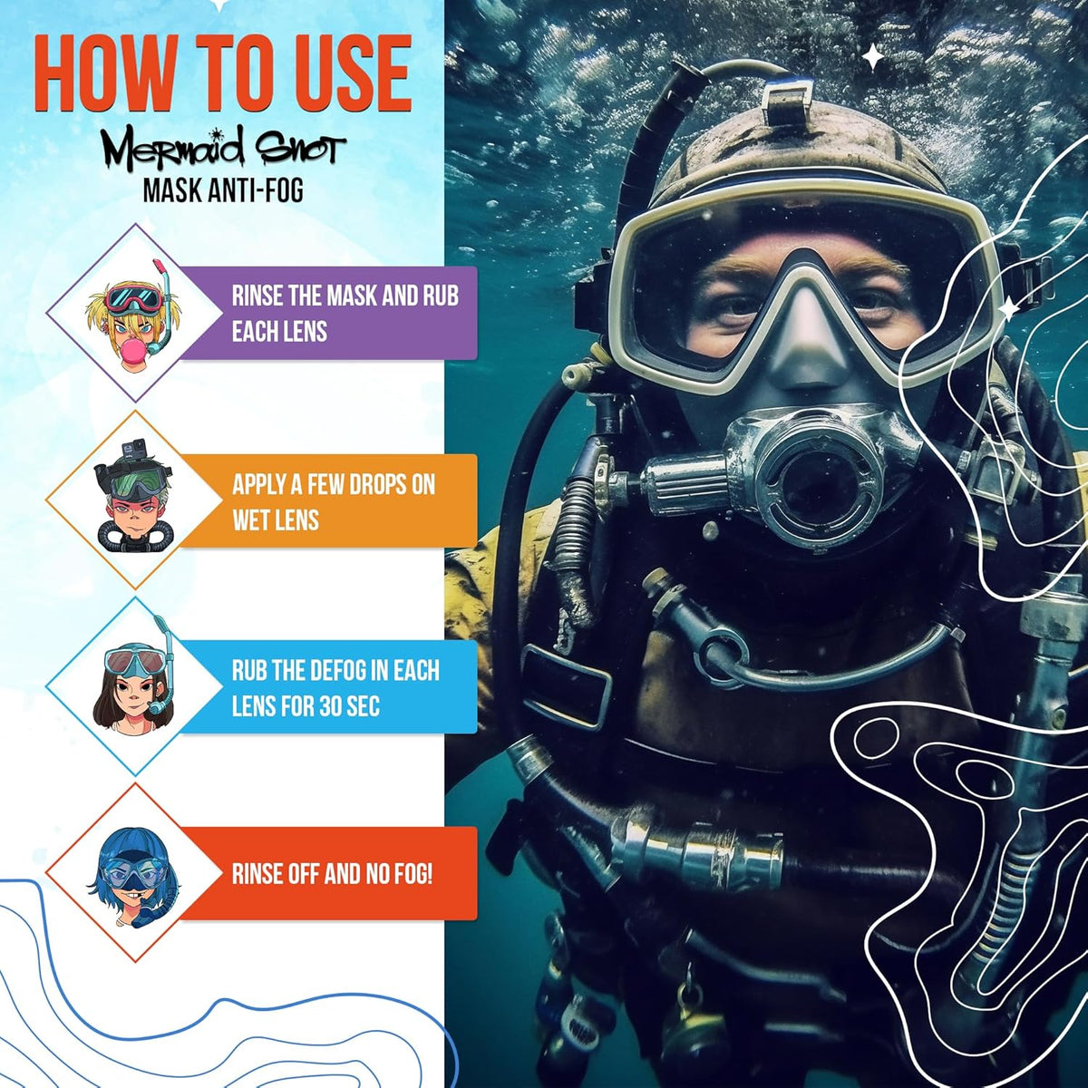 Neutripure Mermaid Snot Anti Fog Mask Defogging Gel for Scuba Diving and Snorking - Lani