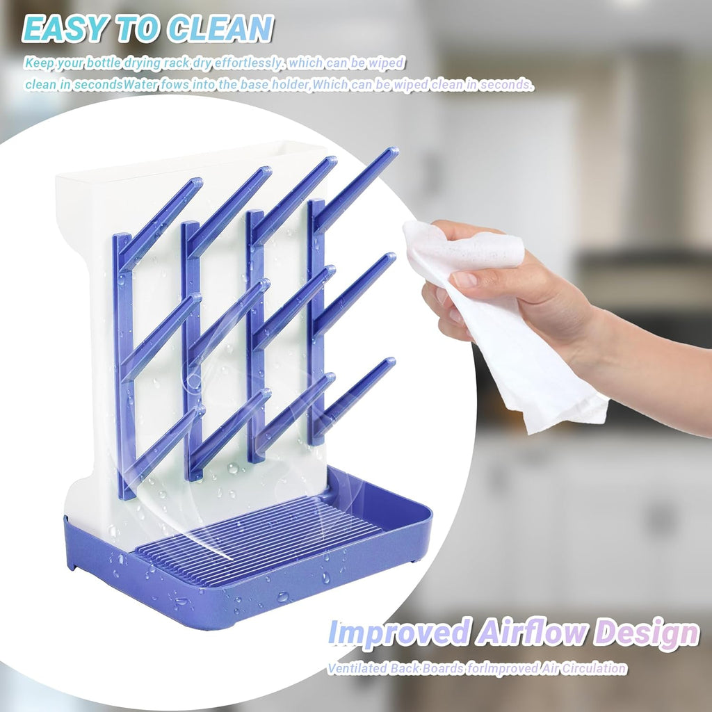 Baby Bottle Drying Rack: Vertical Space Saving Standing Bottle Organizer for Countertop – Holds