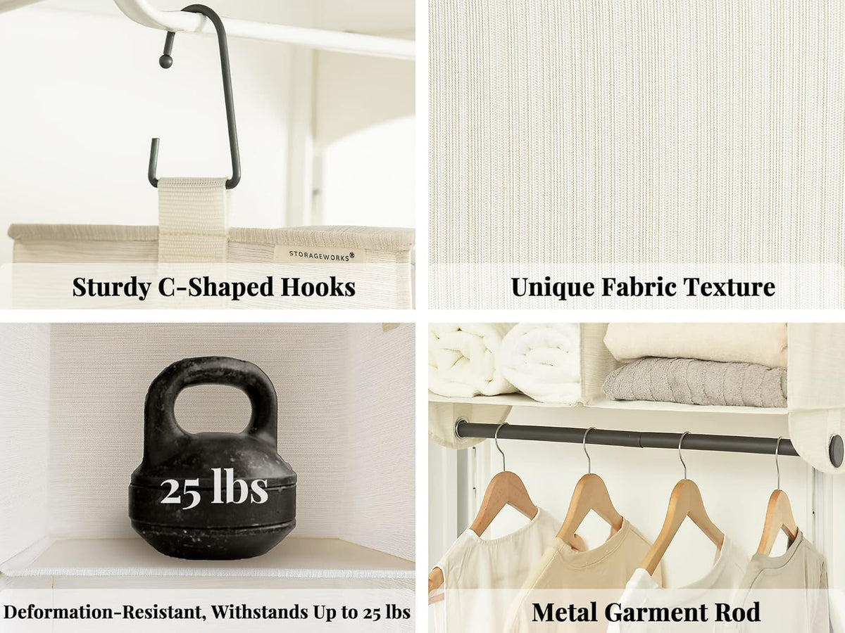 StorageWorks Hanging Closet Organizer with Metal Rod, 6-Section Closet Organizers and Storage
