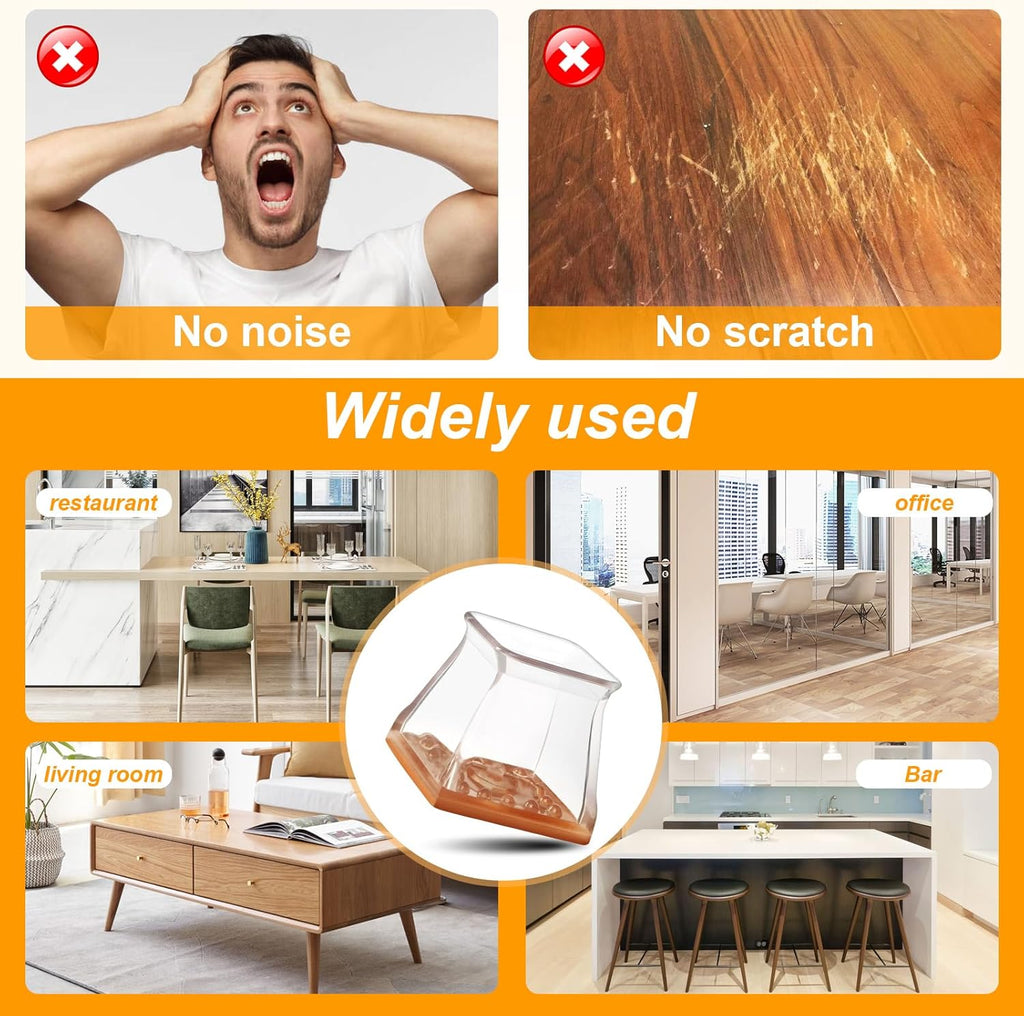 CHUNZEXI 48 Pack Square Chair Leg Floor Protectors for Hardwood Floors, Silicone Felt Covers Pads