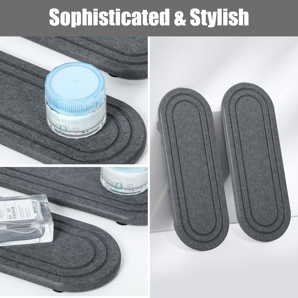 2PCS Water Absorbing Stone Tray, Fast Drying Diatomite Stone Sink Tray, Water Absorbent Diatomite