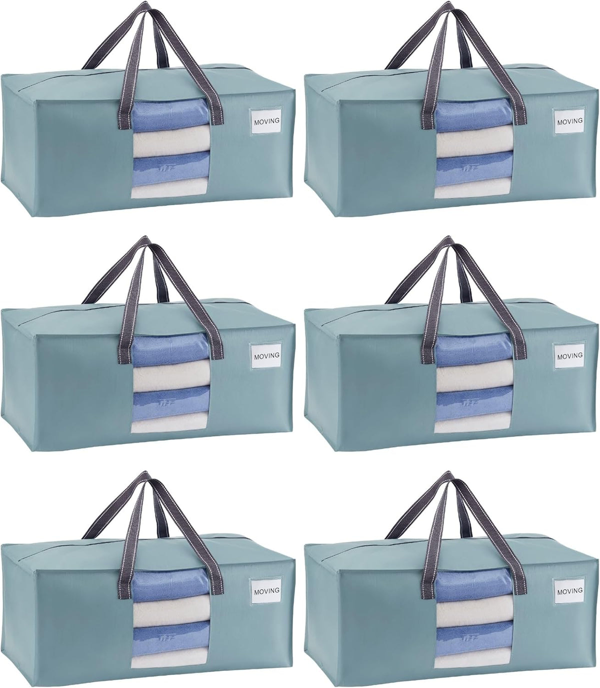 VENO 6 Pack Moving Bags for College, Heavy-Duty Storage Totes, Moving Boxes and Wardrobe Packing