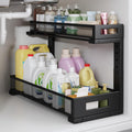 1 Pack 19IN Depth Under Sink Storage Organizer, Large 2-Tier Elegant Mesh Pull Out Shelf for