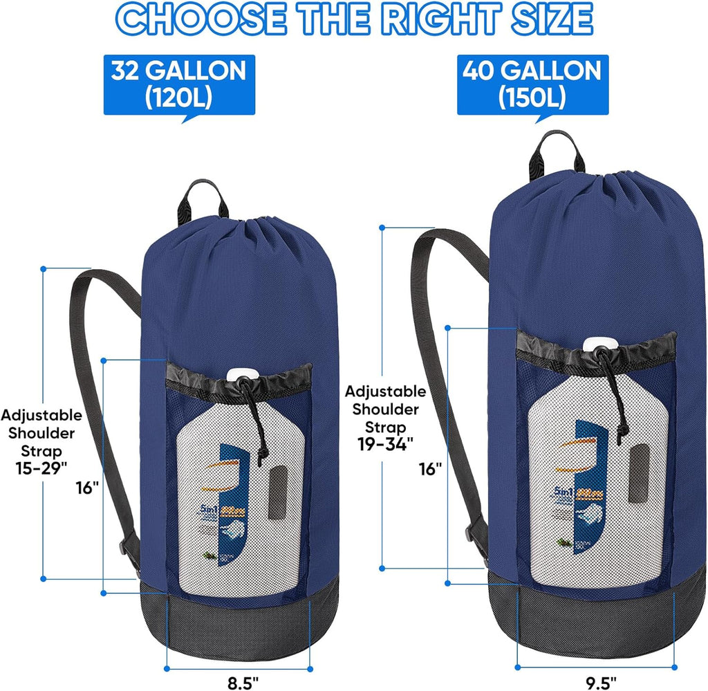 BALEINE 120L Laundry Bag Backpack, 900D Oxford Fabric Large Travel Laundry Bags with Shoulder