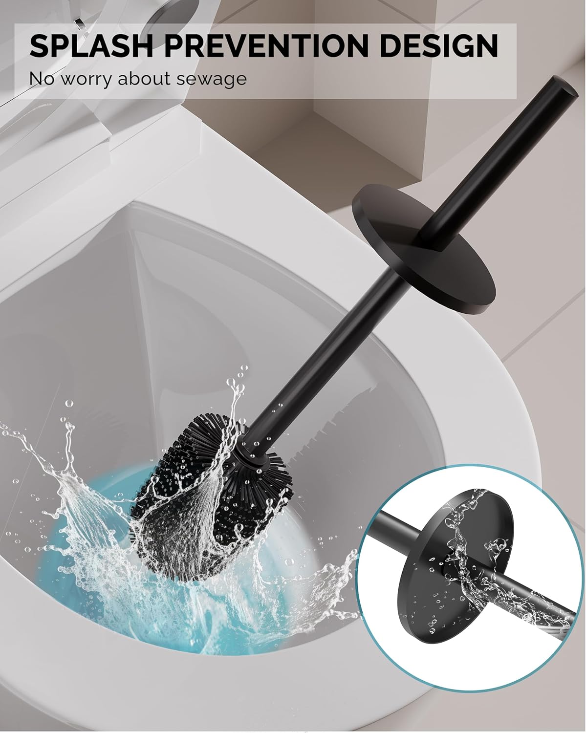 Toilet Brush and Holder Set, 2 Pack Stainless Steel Toilet Bowl Brush with Lid, Rust Proof Toilet