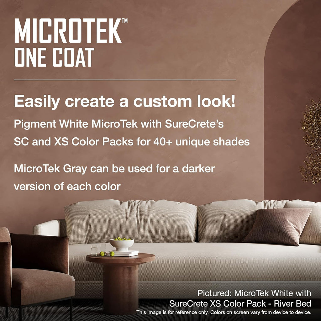 SureCrete MicroTek One Coat | White | 40 lb Bag | Microcement Overlay for Interior & Exterior
