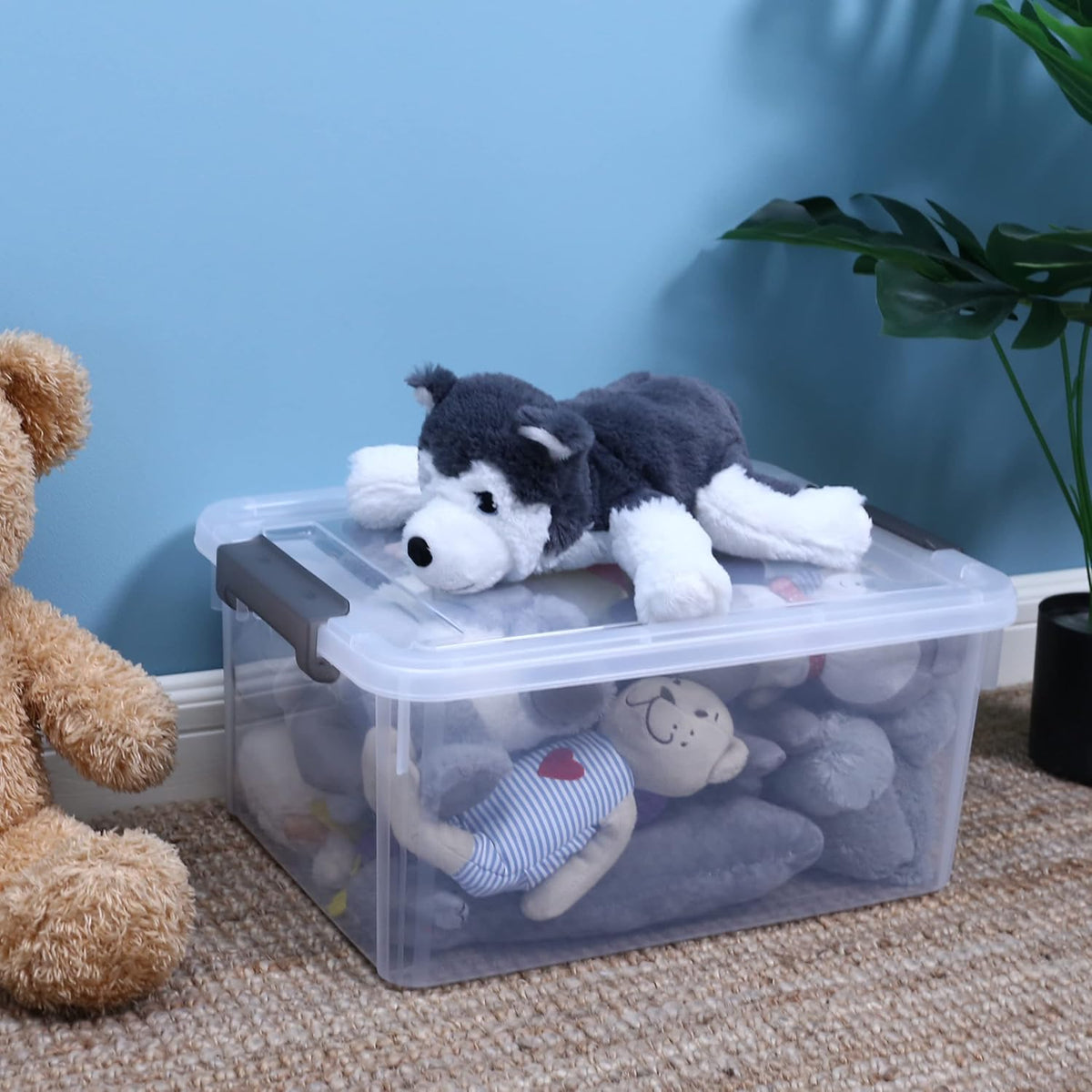 Citylife 6 Packs 17 QT Plastic Storage Bins with Lids Large Stackable Storage Containers for