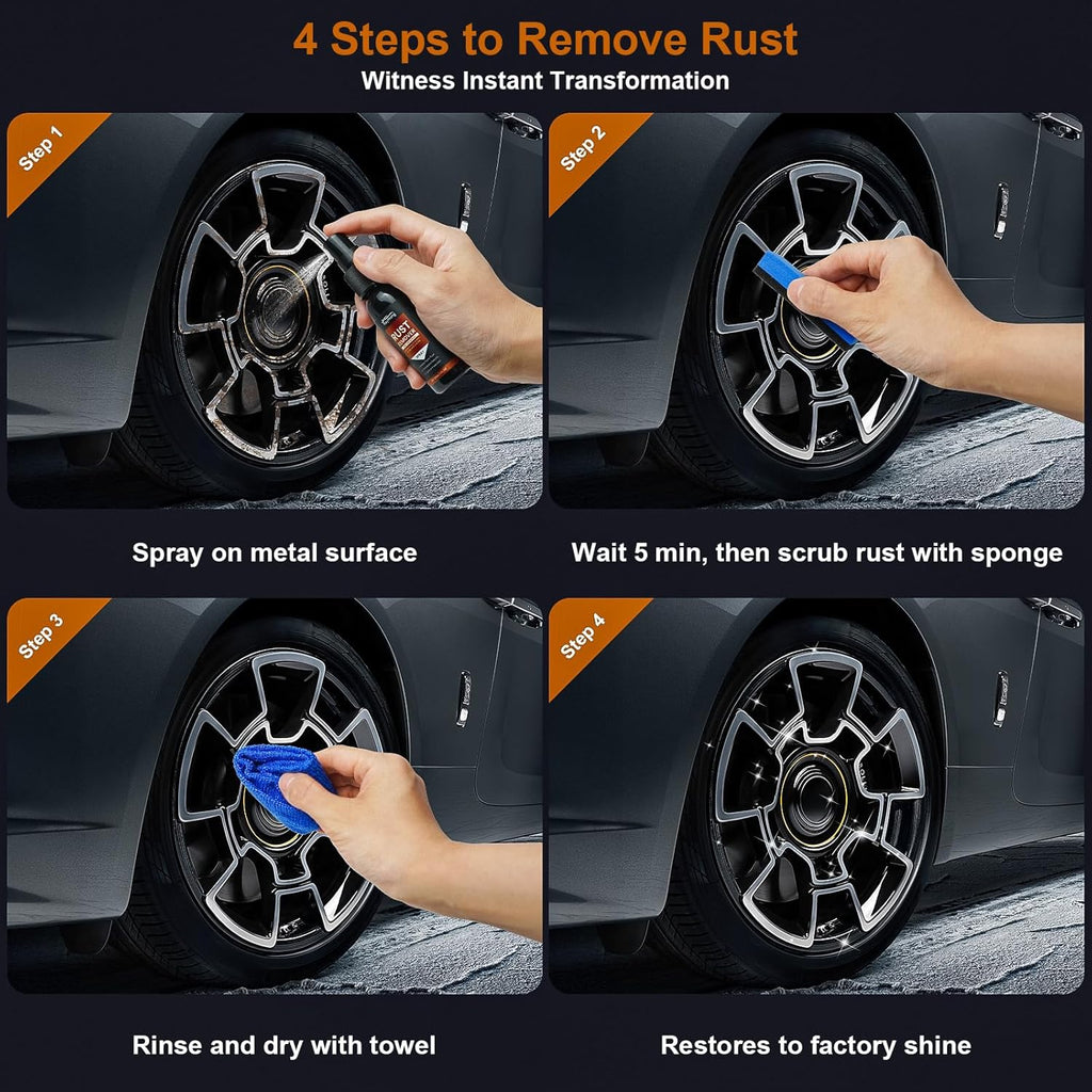 2 Pack Rust Remover Spray for Metal - 2025 Upgrade Heavy Duty Metal Cleaner for Vehicles, Tools