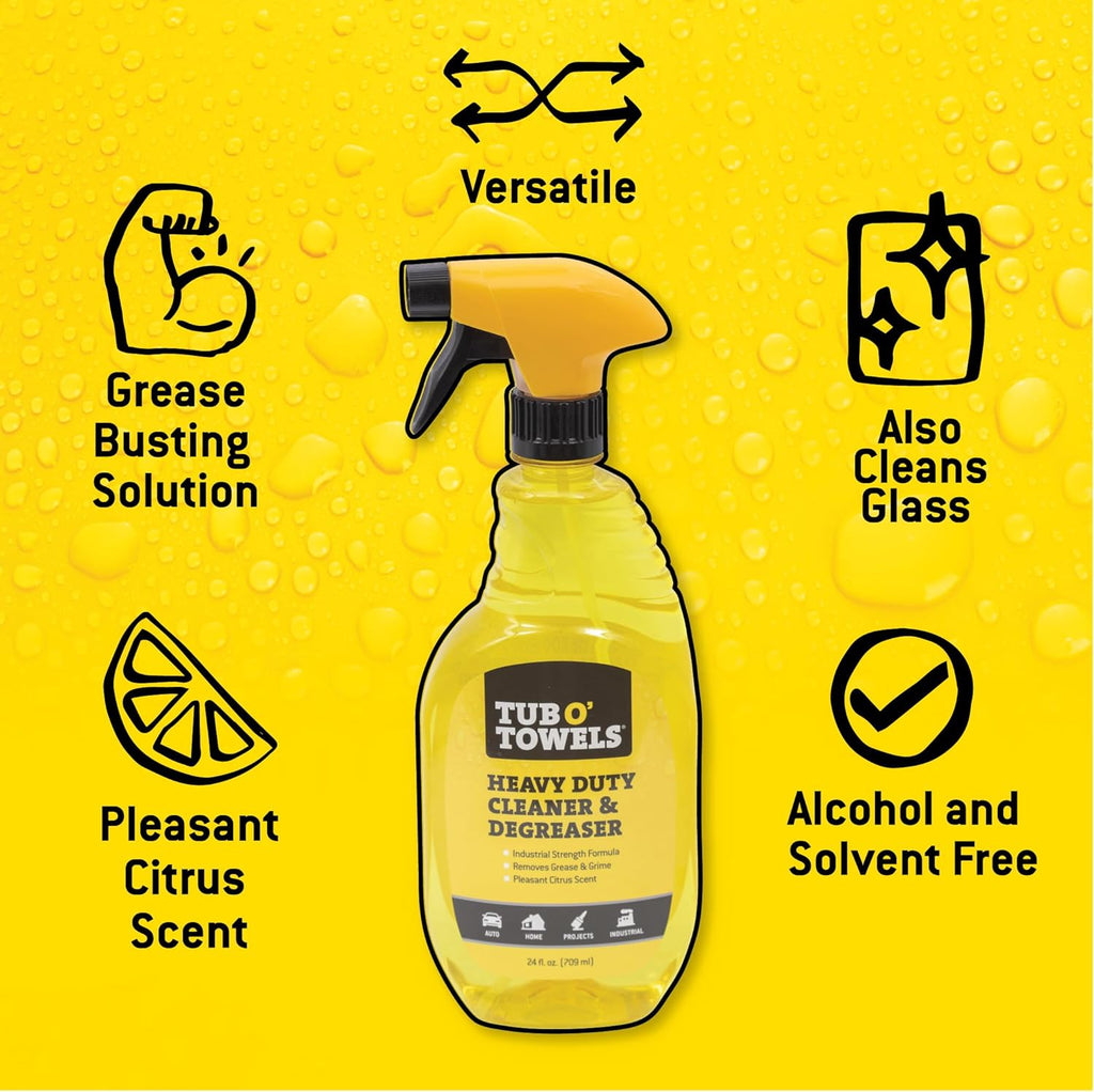 Tub O' Towels Heavy Duty Cleaner and Degreaser Spray Helps in Removing Oil Tar Paint Dirt Caulk
