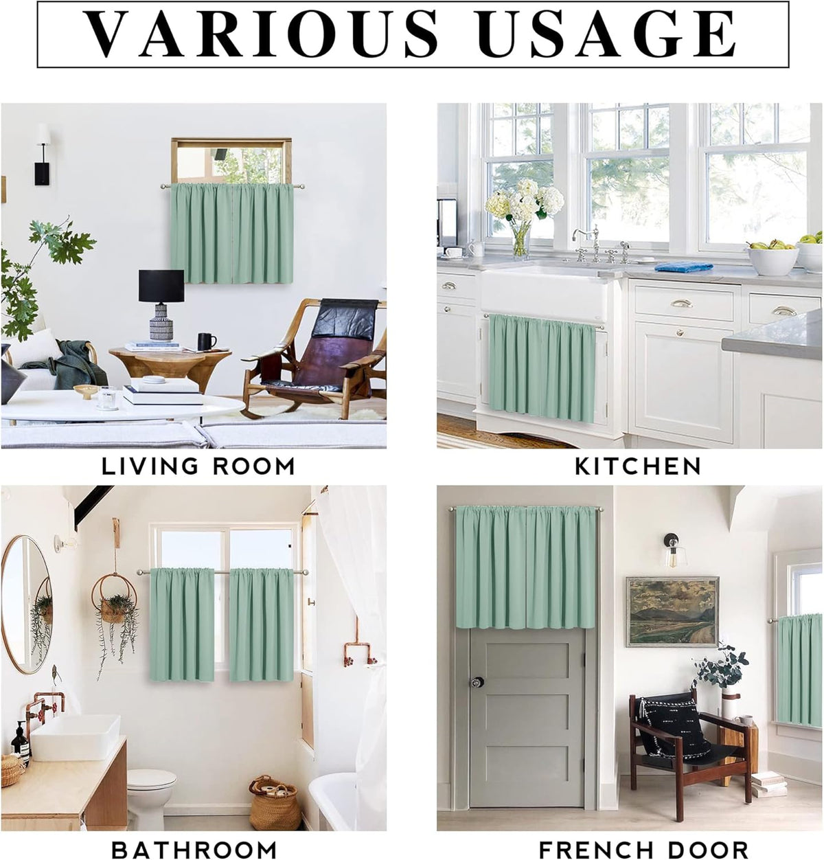 RYB HOME Blackout Curtains for Kitchen, Over Sink Privacy Curtains Window Decor, Thermal Insulating