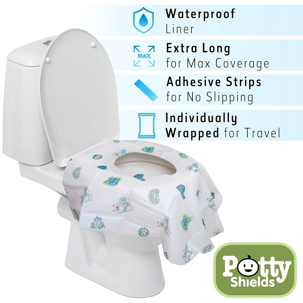 Toilet Seat Covers Disposable (12 Pack) - XL Waterproof Toilet Cover for Toddlers, Kids & Adults