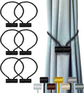 Hion Magnetic Curtain Tiebacks Black 6 Pack, Curtain Tiebacks Buckles Holdbacks Holders Hooks Clip