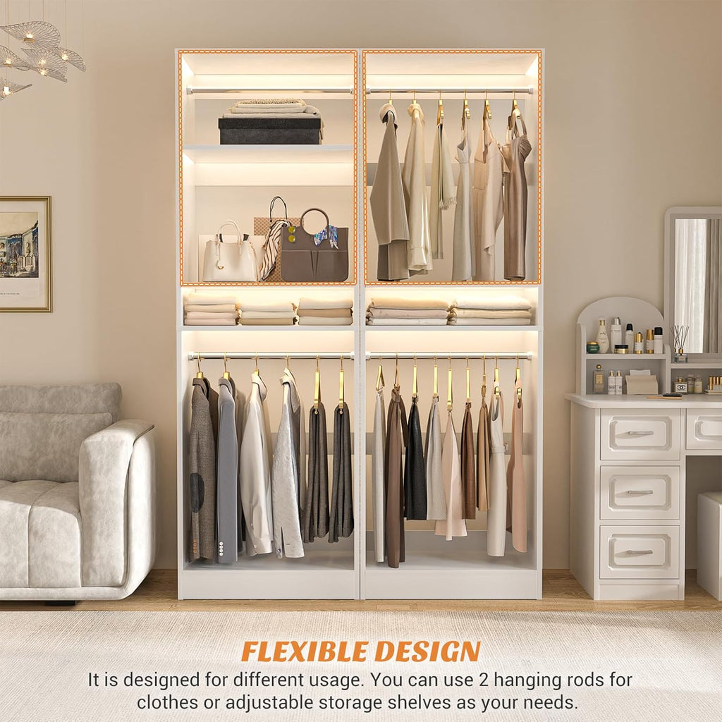 Unikito Freestanding Closet System, 25” Closet Organizer Wardrobe with Hanging Rods & Shelve