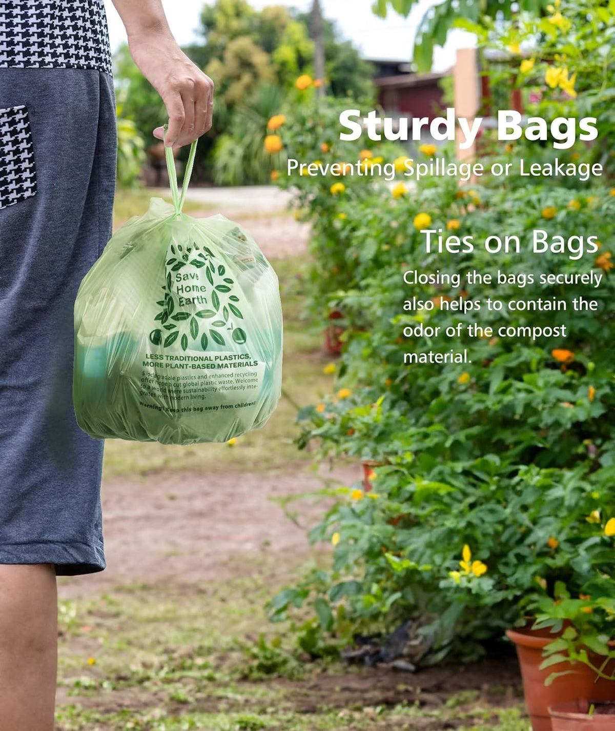 1.6 Gal Small Compost Bags for Countertop Bin with Handle Tie, AYOTEE Composting Bags for Kitchen