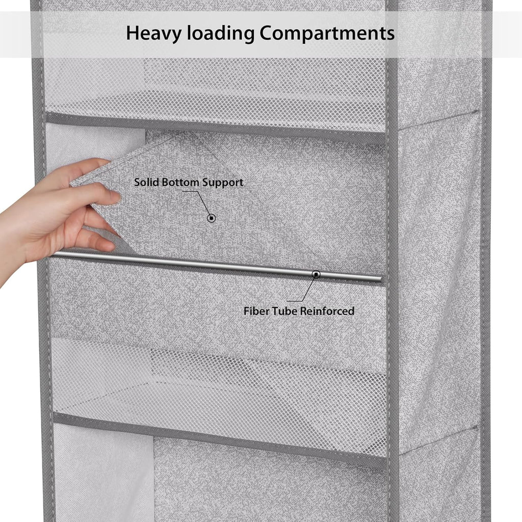 Univivi 6-Shelf Over Door Hanging Organizer Fabric Baby Door Storage with 5 Large Pockets and 3