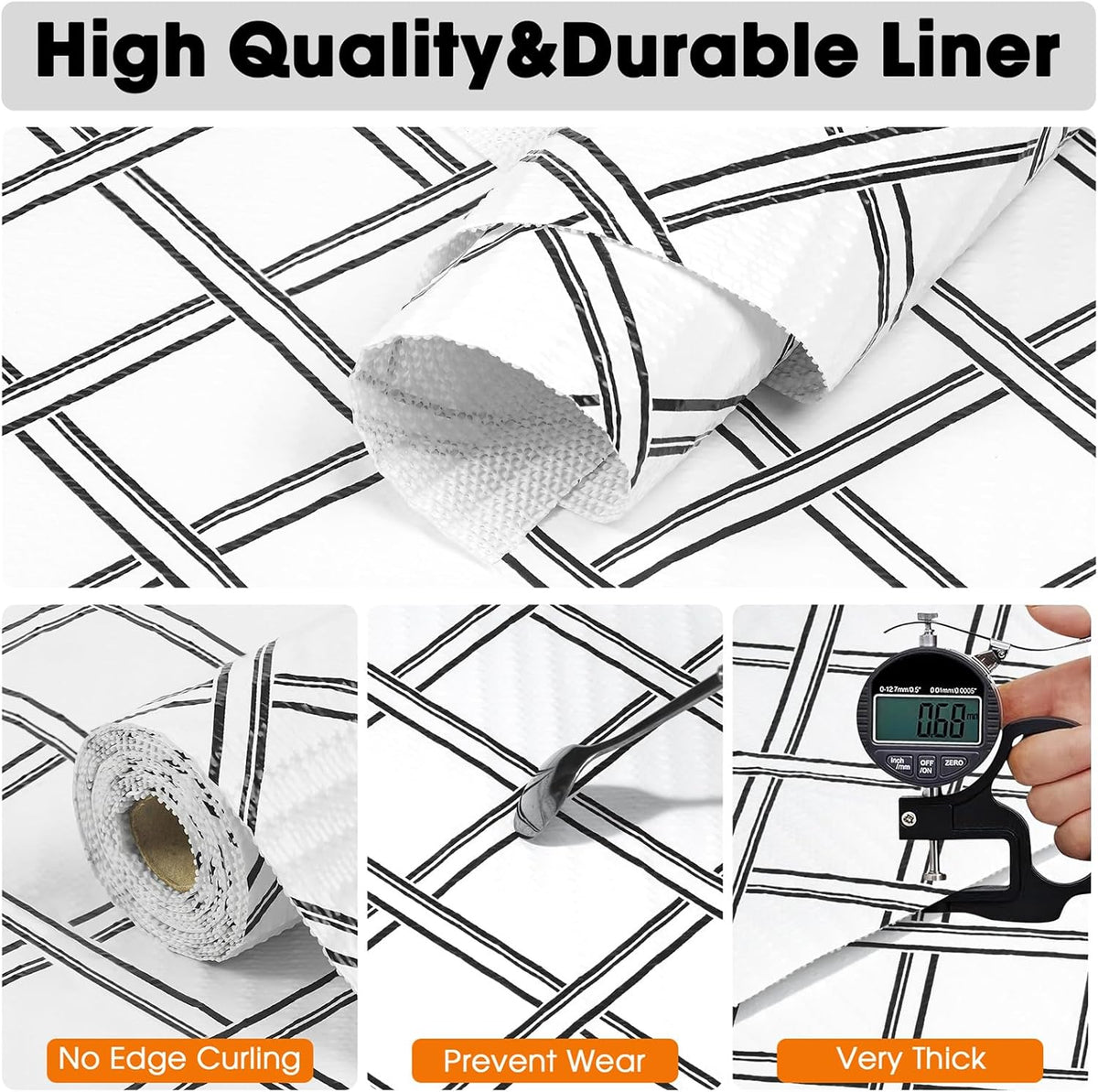 Drawer and Shelf Liner for Kitchen Cabinets Non-Adhesive, Non-Slip Cabinet Liner Shelf Paper Strong