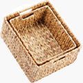 HOONEX Water Hyacinth Storage Baskets, Wicker Baskets for Organizing, Hand Woven Baskets with Carry