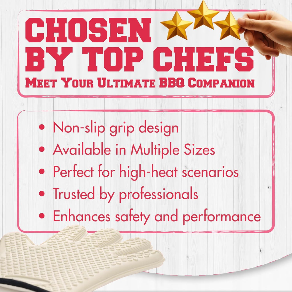 KITCHEN PERFECTION S Silicone Smoker Oven Gloves for Women -Extreme Heat Resistant BBQ Gloves