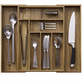 Acacia Wood Kitchen Silverware Drawer Organizer, Expandable Utensil Cutlery Drawer Organizer with