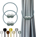 Hion Magnetic Curtain Tiebacks Gray Blue 2 Pack, Curtain Tiebacks Buckles Holdbacks Holders Hooks