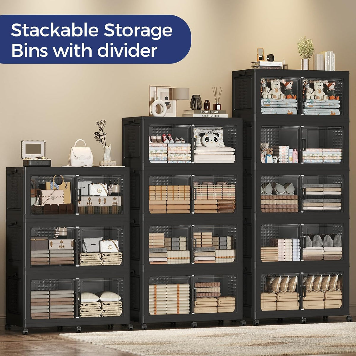 150GAL Extra Large Storage Bins with Lid, 600Qt Stackable Closet Organizers and Drawers