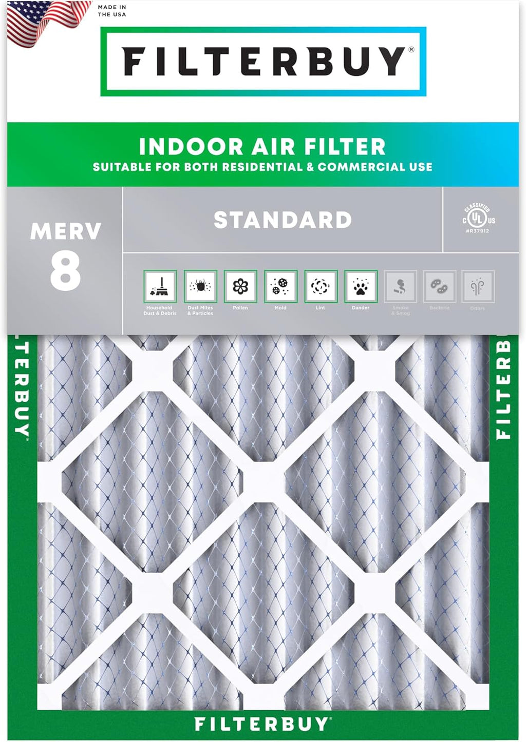 Filterbuy 25x29x4 Air Filter MERV 8 (MPR 700) Dust Defense Replacement (1-Pack), Electrostatic