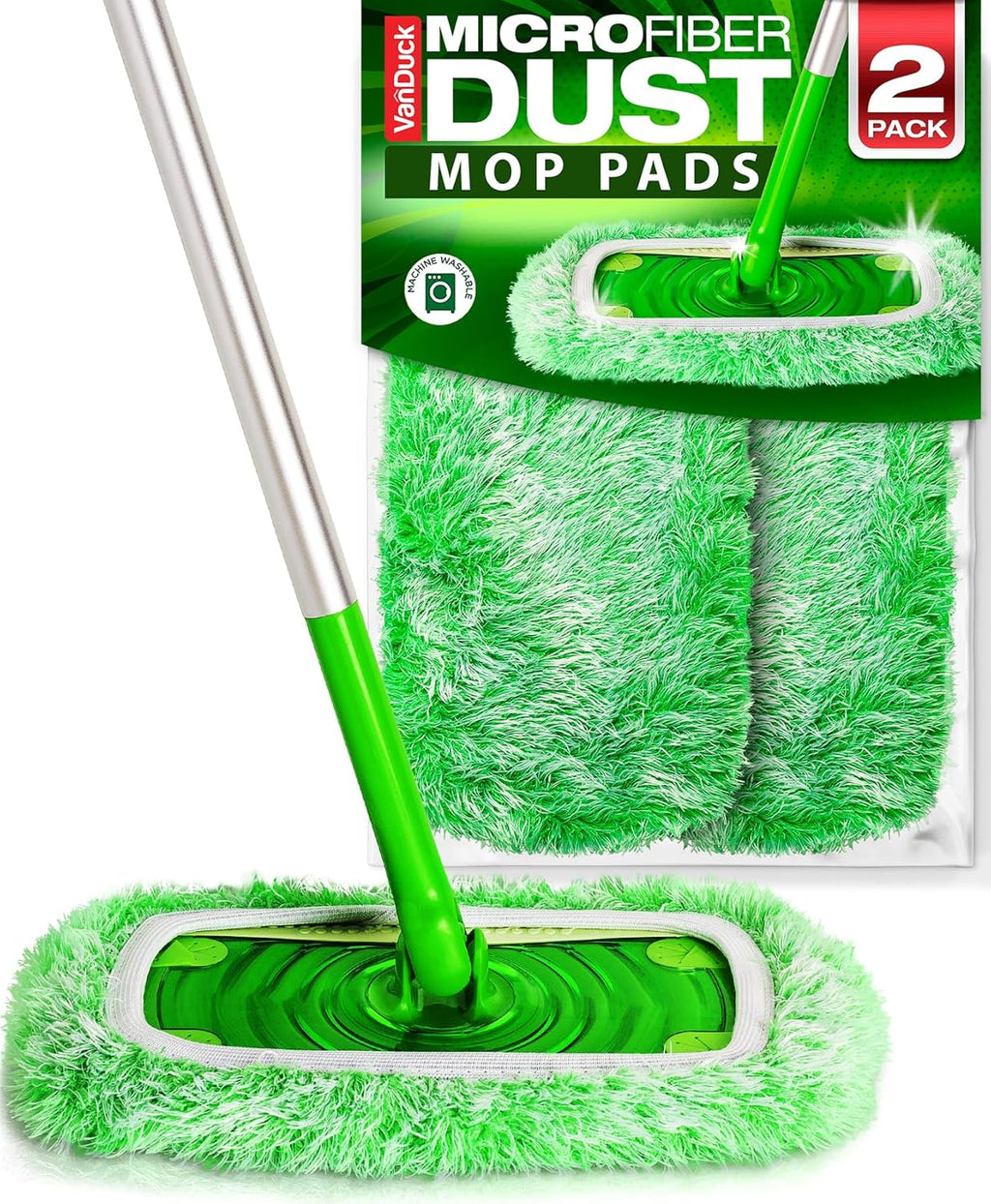 VanDuck Floor Duster Refill Compatible with Swiffer Sweeper Mop (2 Pack) - Microfiber Pet Heavy