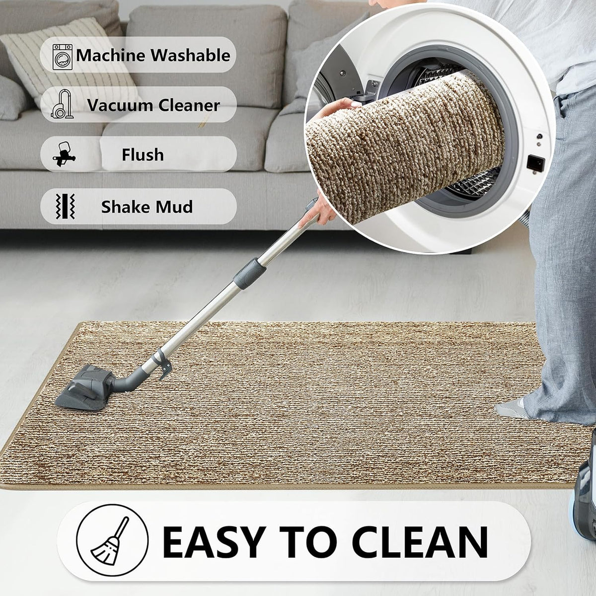 REFETONE Indoor Doormat, Front Door Mat 32"x40" Absorbent Rubber Backing Non Slip Back Door Mats