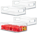 Plastic Food Storage 4 Pack Clear Container Bin with Handles for Organizing Kitchen, Pantry