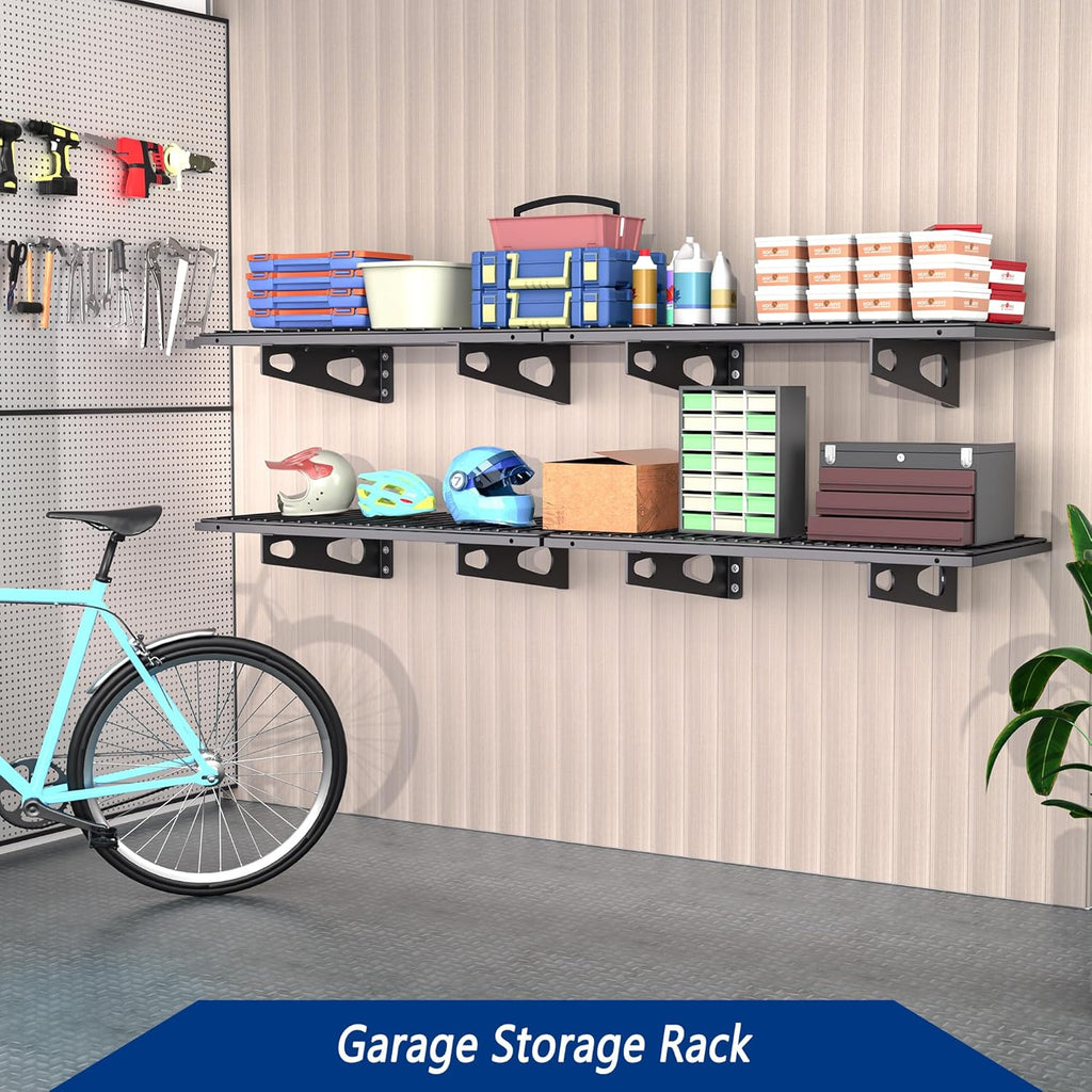 4-Pack 1.5x3FT Garage Shelving 17.7-inch-by-35.8-inch Wall Shelf Garage Storage Rack Wall Mounted
