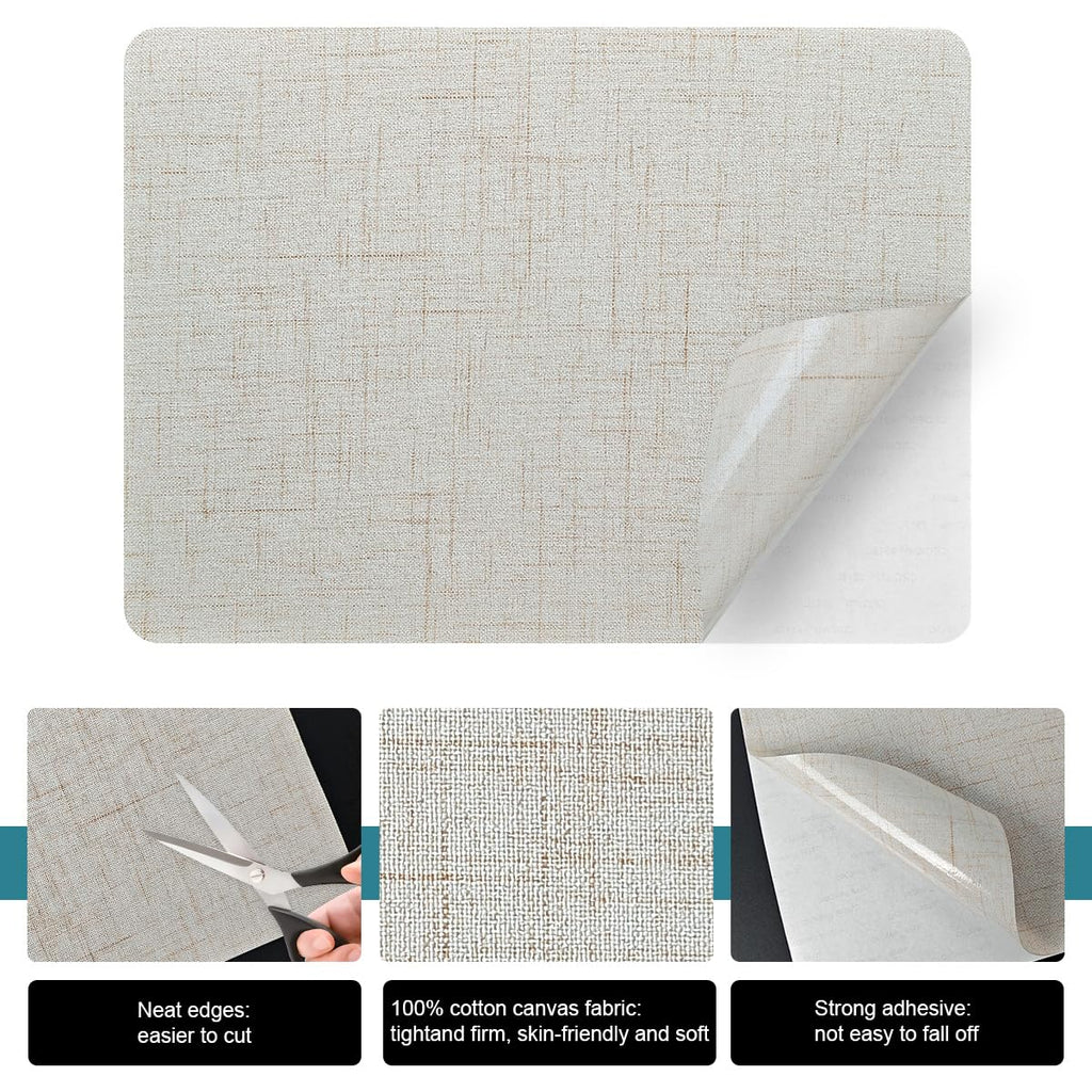 J.CARP 2Pcs Linen Repair Patches, Large Self-Adhesive Fabric Patch for Sofas, Couch, Furniture, Car