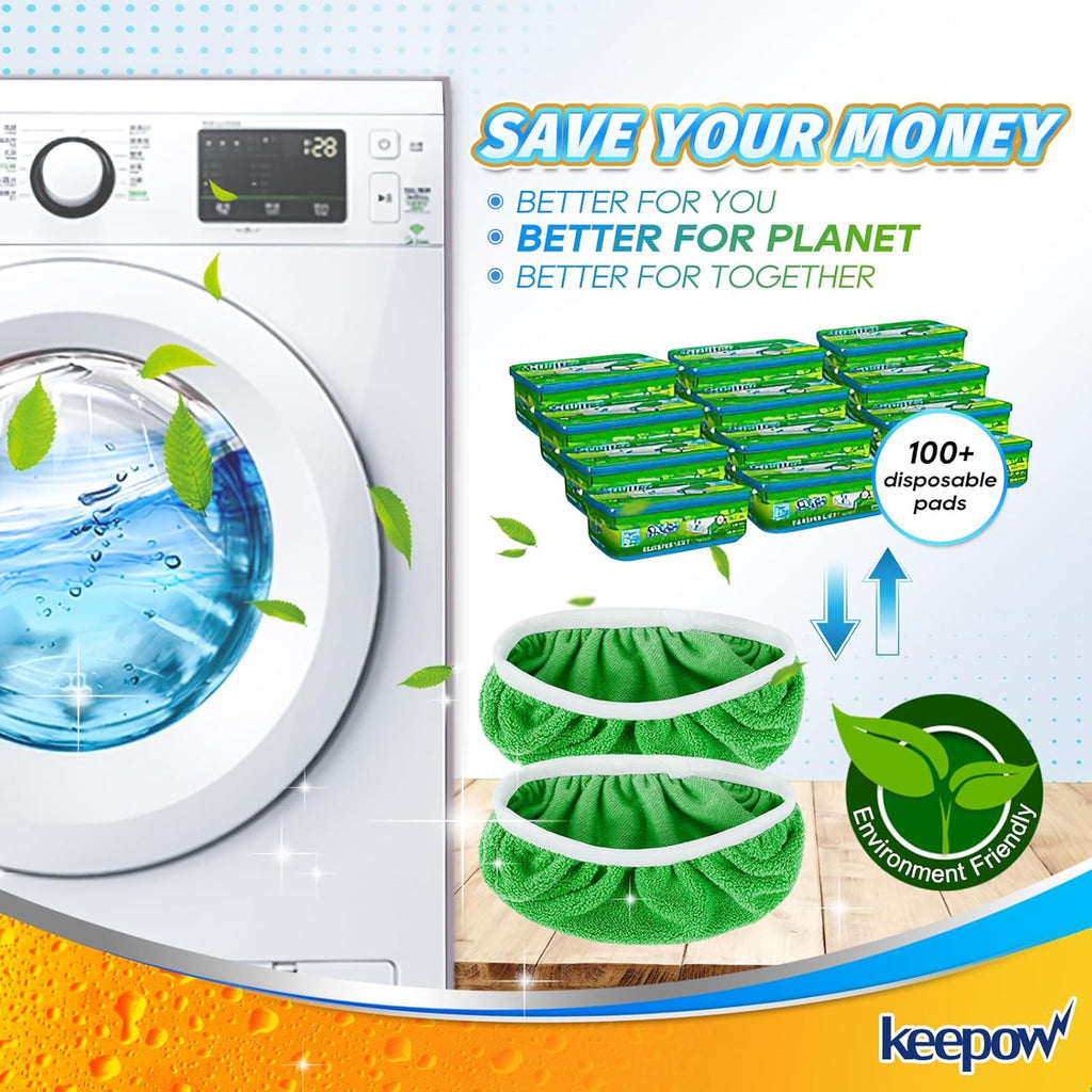 KEEPOW Reusable Wet Pads Compatible with Swiffer Sweeper Mop, Dry Sweeping Cloths, Washable