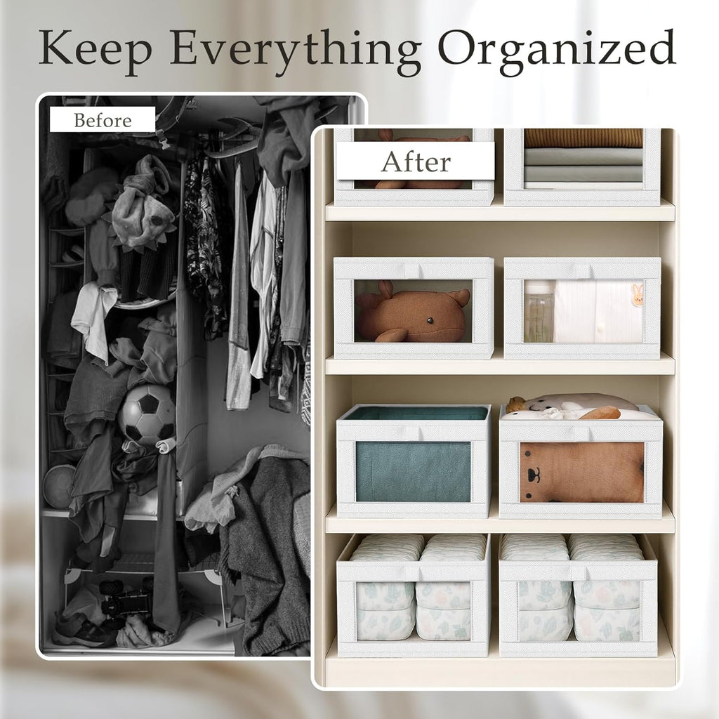 Criusia 4 Pack Closet Organizers and Storage, Large Linen Closet Baskets for Organization, Foldable