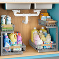 1 Packs 2 Tier Grey Under Sink Organizer,Under Sink Organizers and Storage, Slide Out Pull Out