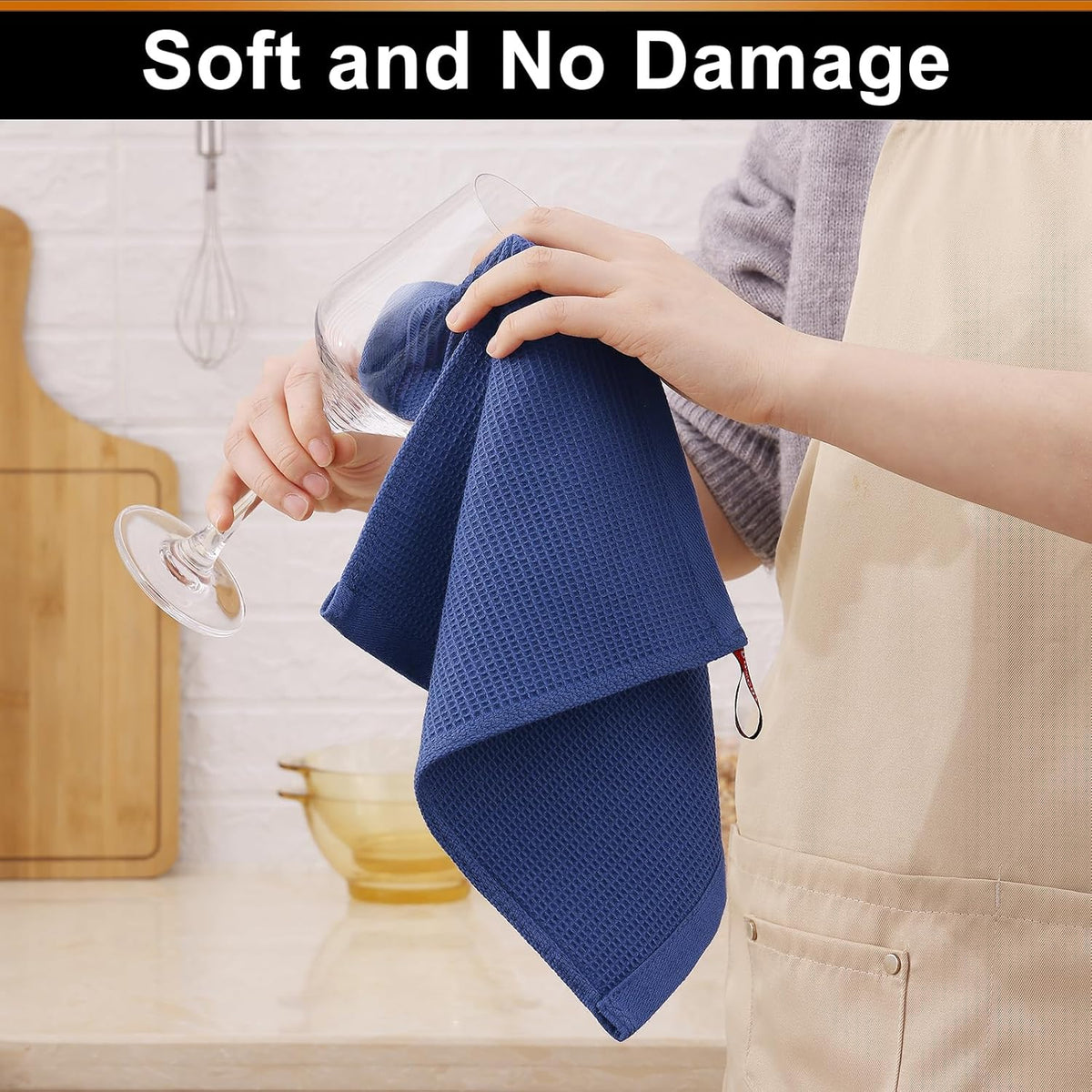 Homaxy 100% Cotton Waffle Weave Dish Cloths - 6 Pack Soft and Absorbent Dish Towels - 12 x 12
