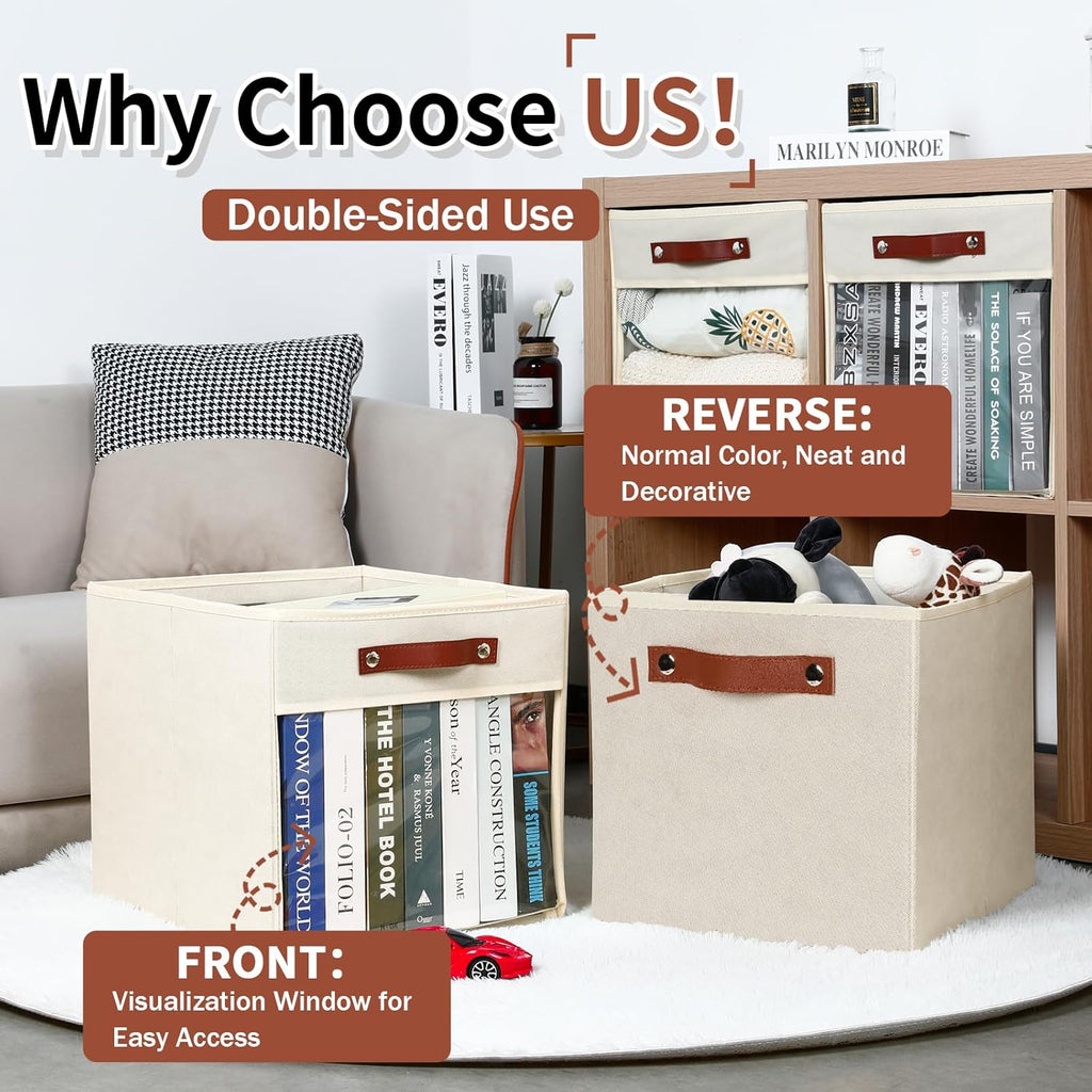 HNZIGE 11 x 11 Storage Cubes Bins for Storage Organizer,Shelf Fabric Storage Bin for Cube