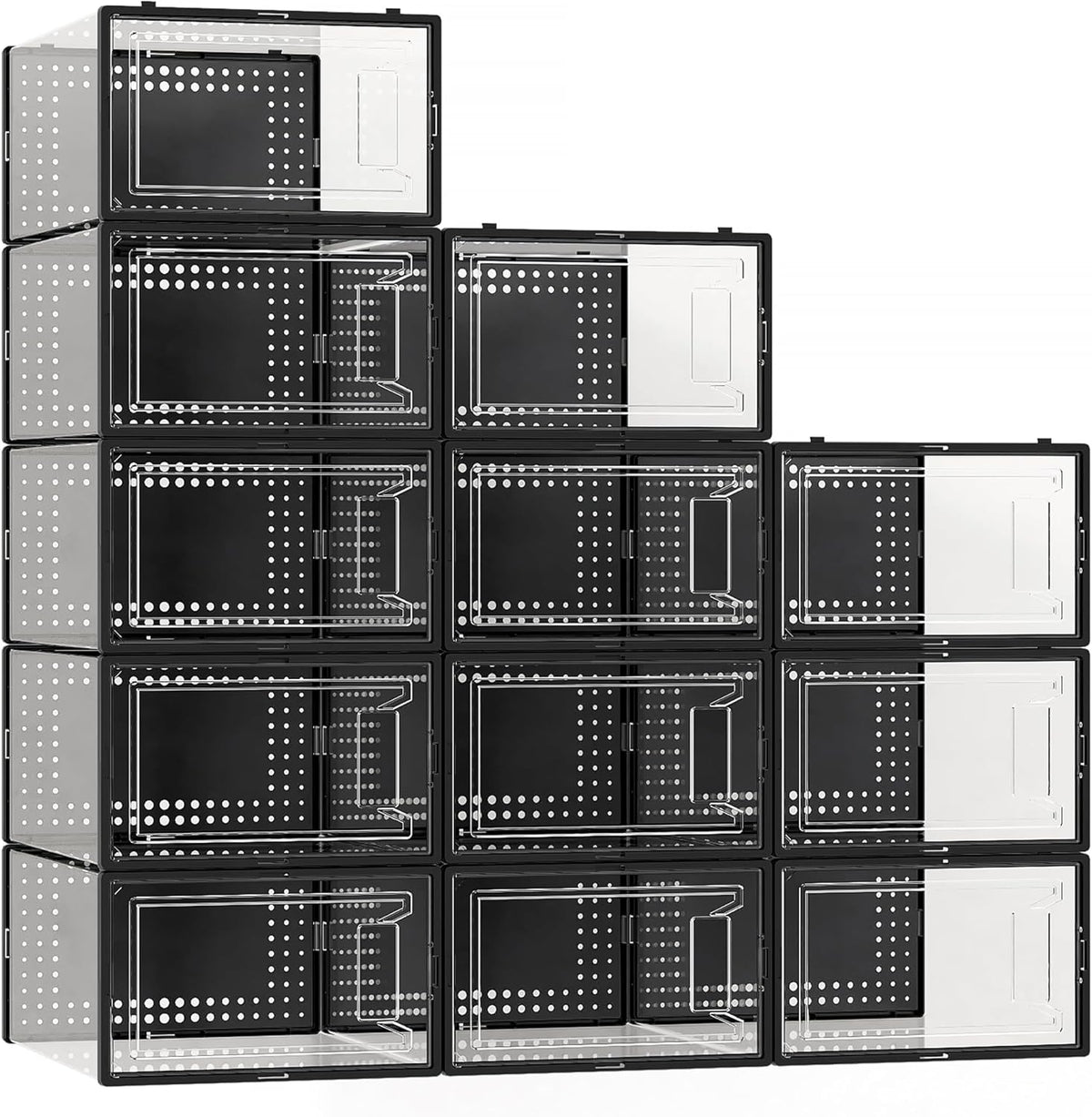 Secret Space 12 Pack XXX Large Shoe Organizer Storage Boxes for Closet, Modular Space Saving Shoe