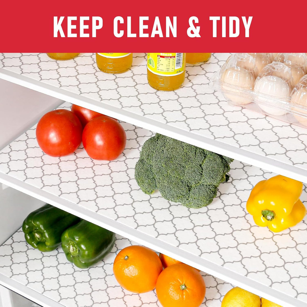 Cooyes 2 in 1 Fridge Liners & Fresh mats for Refrigerator Organizers and Storage, Absorbent Fridge