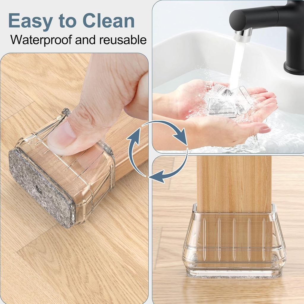 24PCS Rectangular Chair Leg Floor Protectors for Hardwood Floors, Thicken Rubber Chair Leg Cap