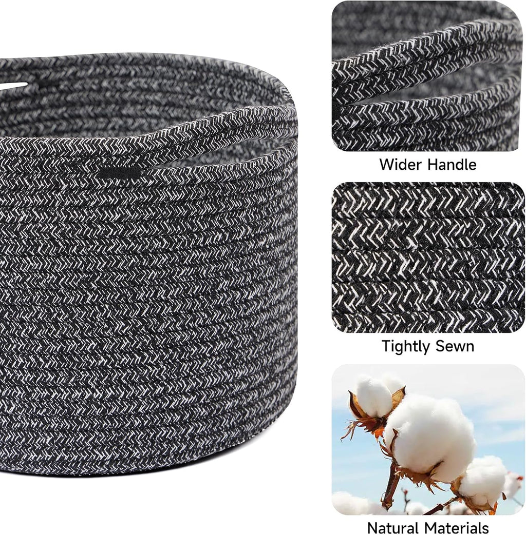 Small Basket for Organizing | Cube Shelf Closet Storage Baskets | 9.7×9.7×7.1” | Woven Rope Gift