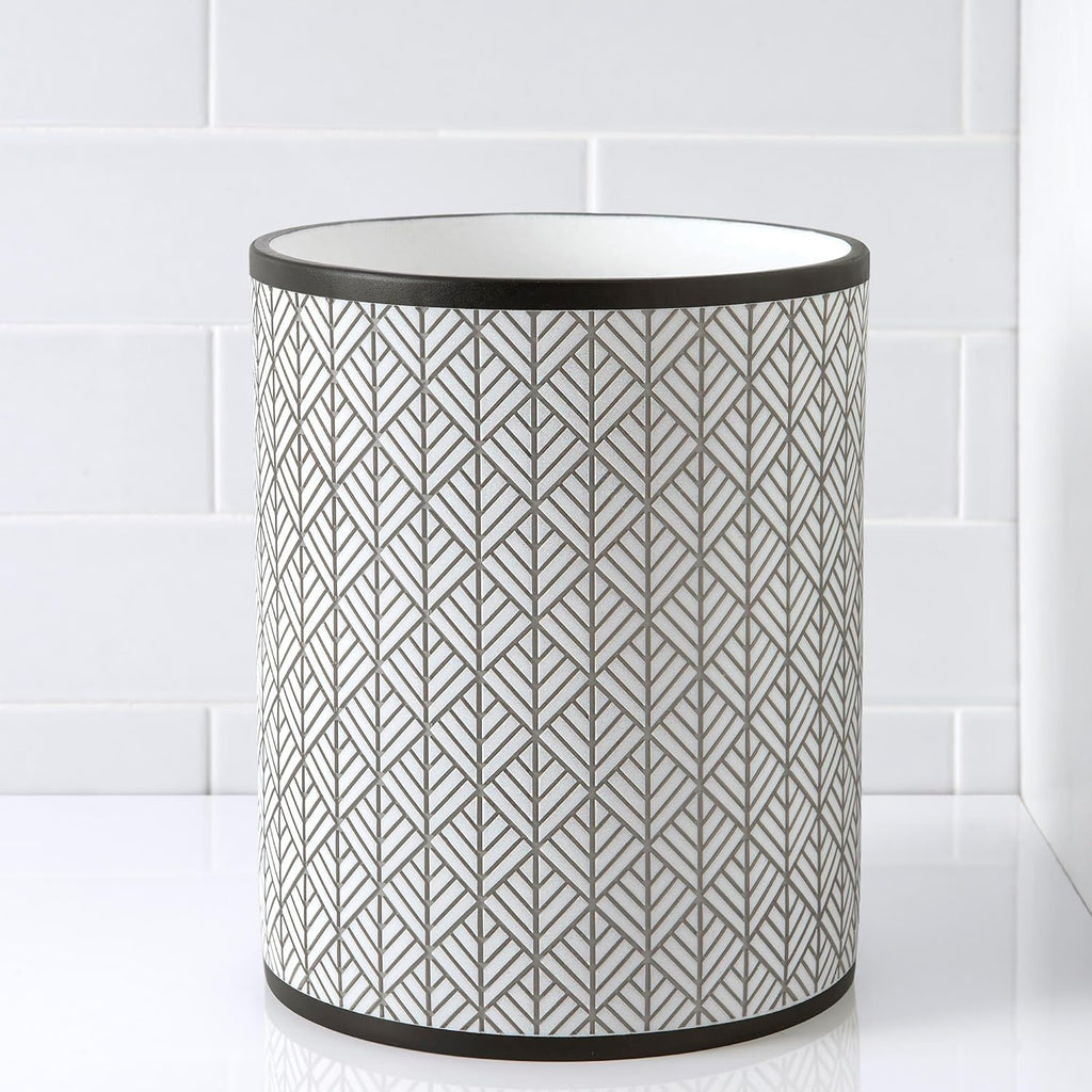 Allure Home Creation Shelby Resin Grey Multicolored Wastebasket Trash Can, Compact Size, 1.74