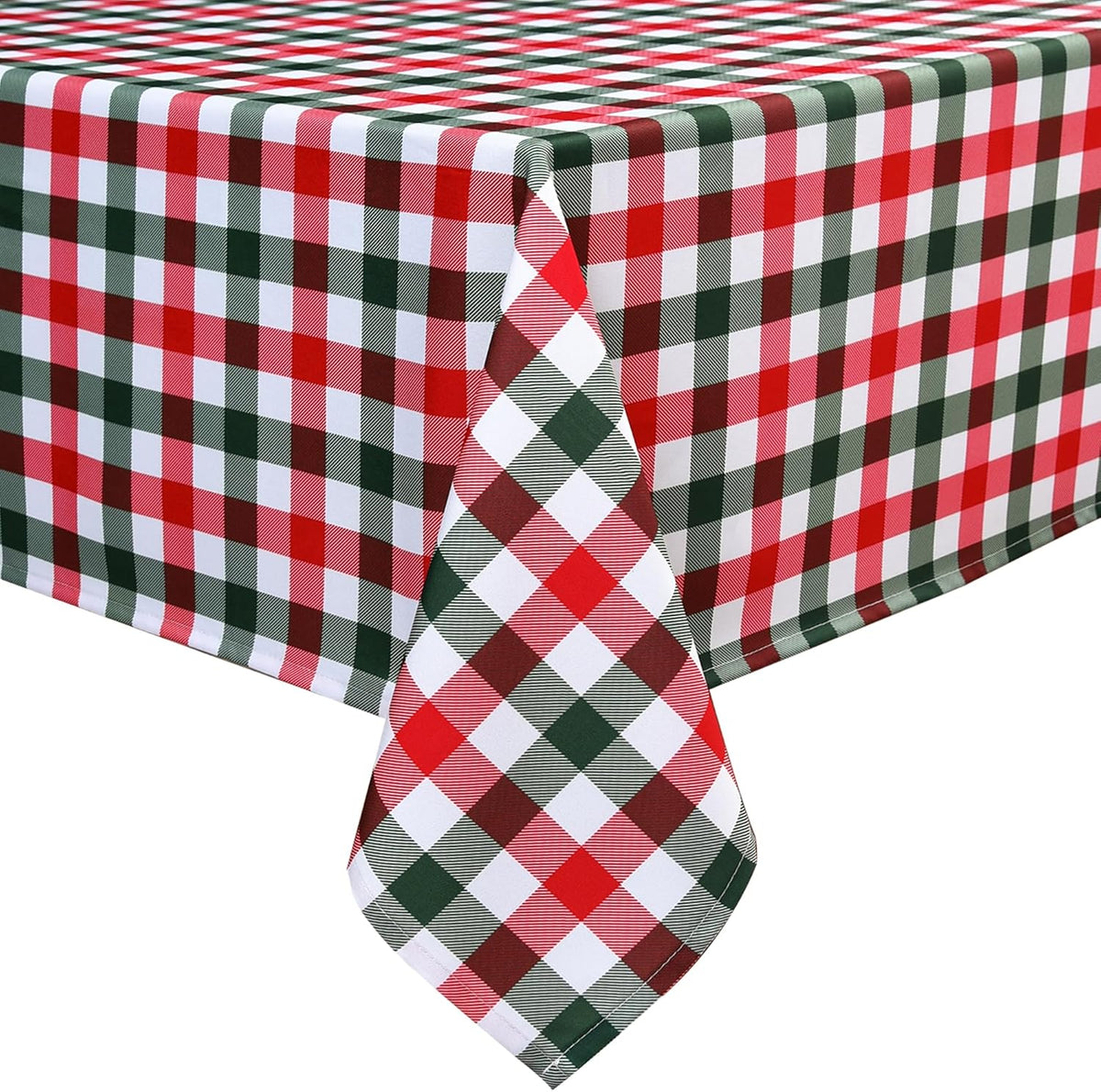 Classic Gingham Buffalo Xmas Tablecloth Fabric - Oblong 58x144 Inch Water Proof Checkered Table